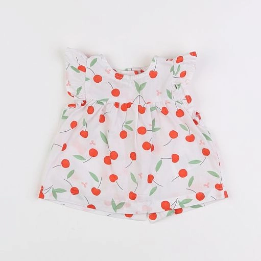 Vertbaudet - blouse blanc, rouge - 3 mois