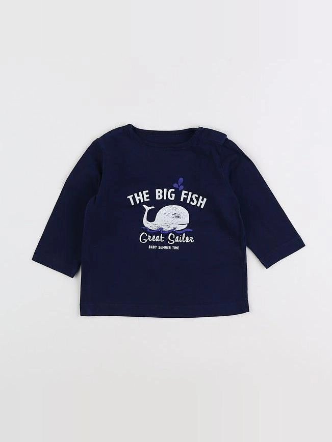 Boutchou - tee-shirt bleu - 12 mois