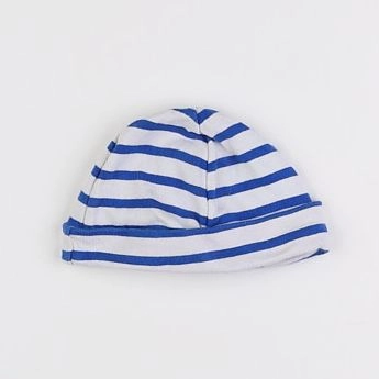 Petit Bateau - bonnet blanc, bleu - 6/9 mois