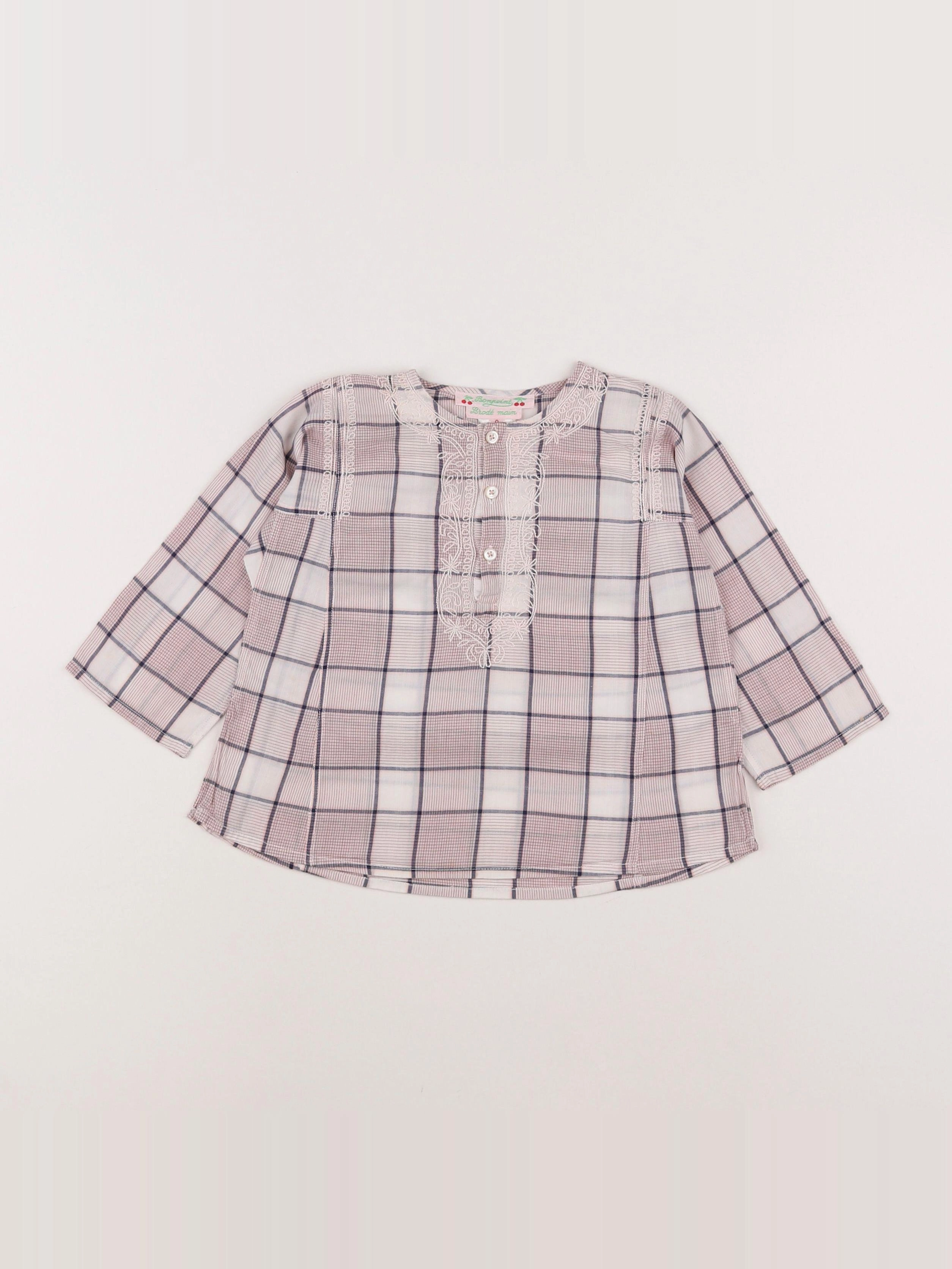Bonpoint - blouse blanc, rose - 2 ans