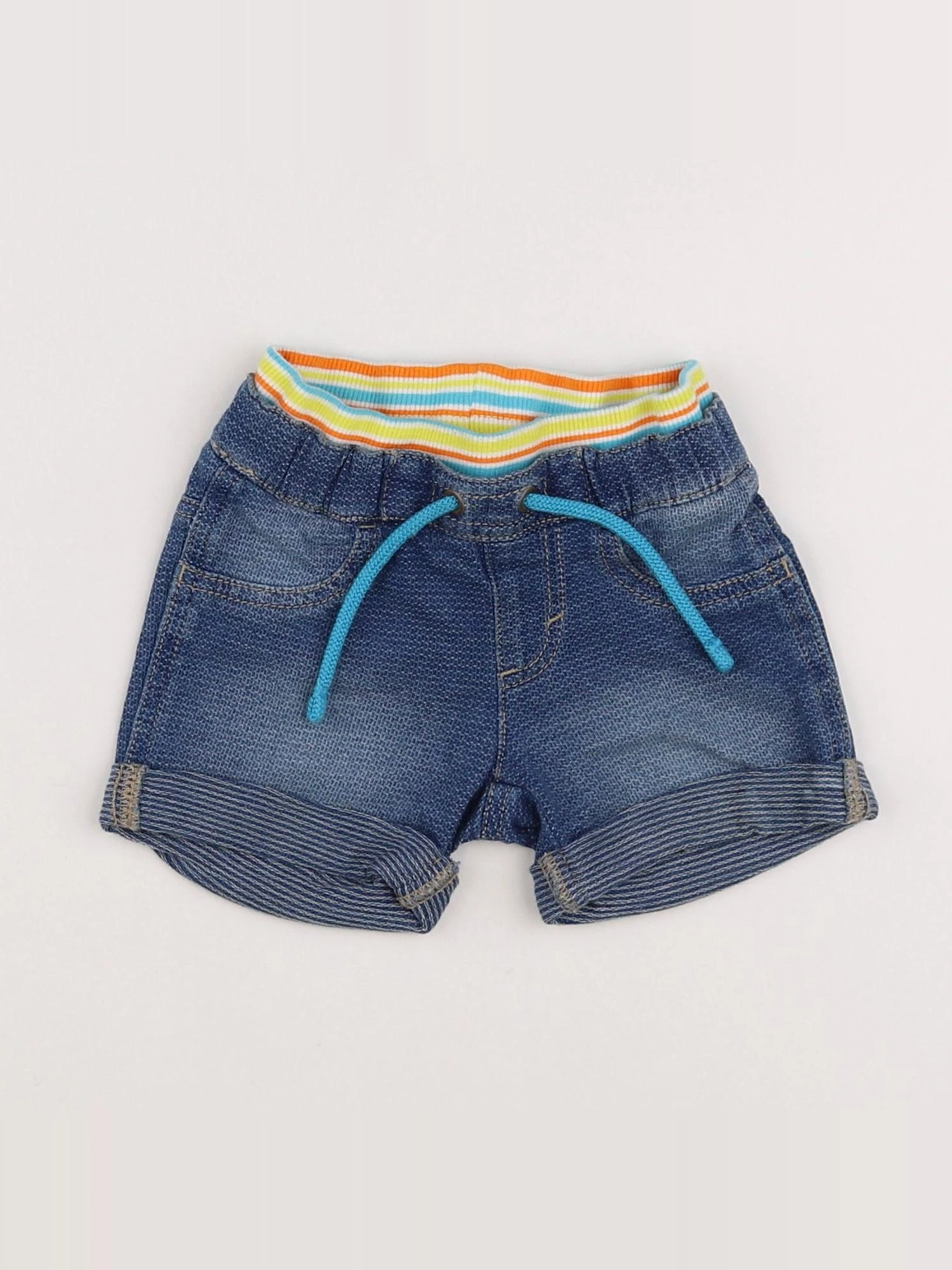 Benetton - short bleu - 6/9 mois