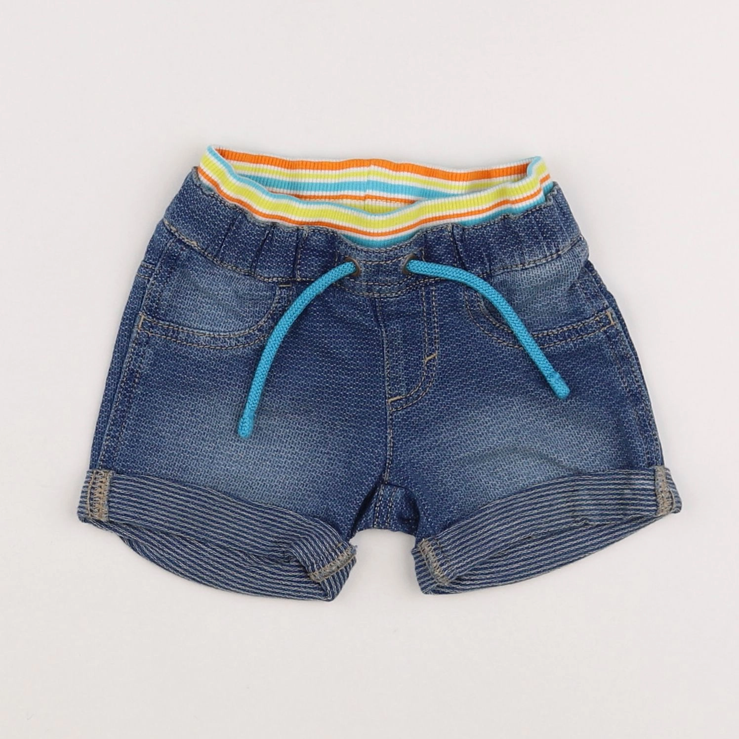 Benetton - short bleu - 6/9 mois