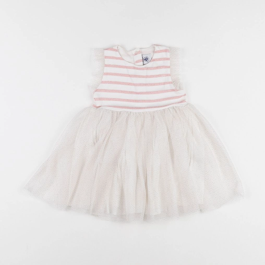 Petit Bateau - robe blanc, rose - 18 mois