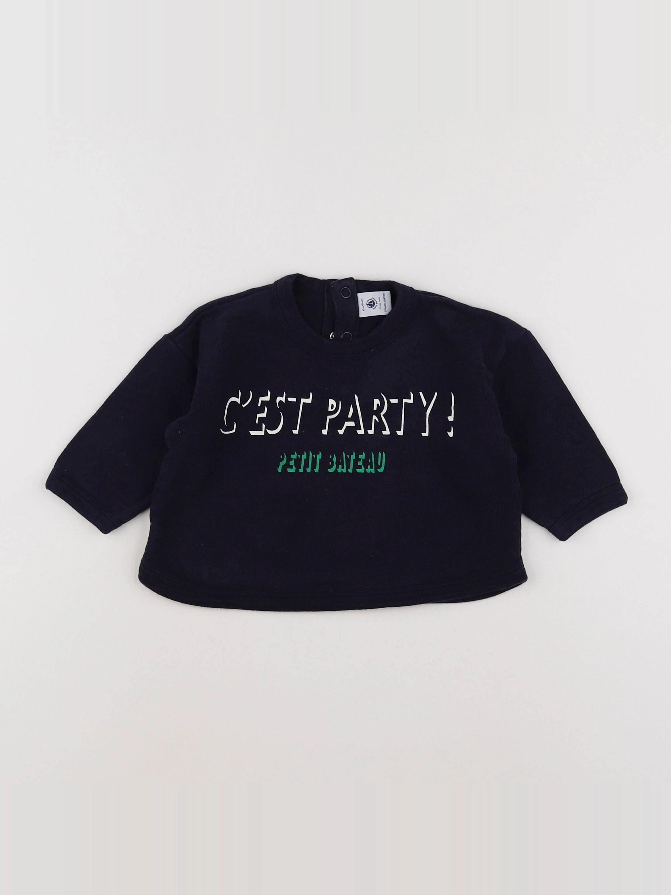 Petit Bateau - sweat bleu - 12 mois