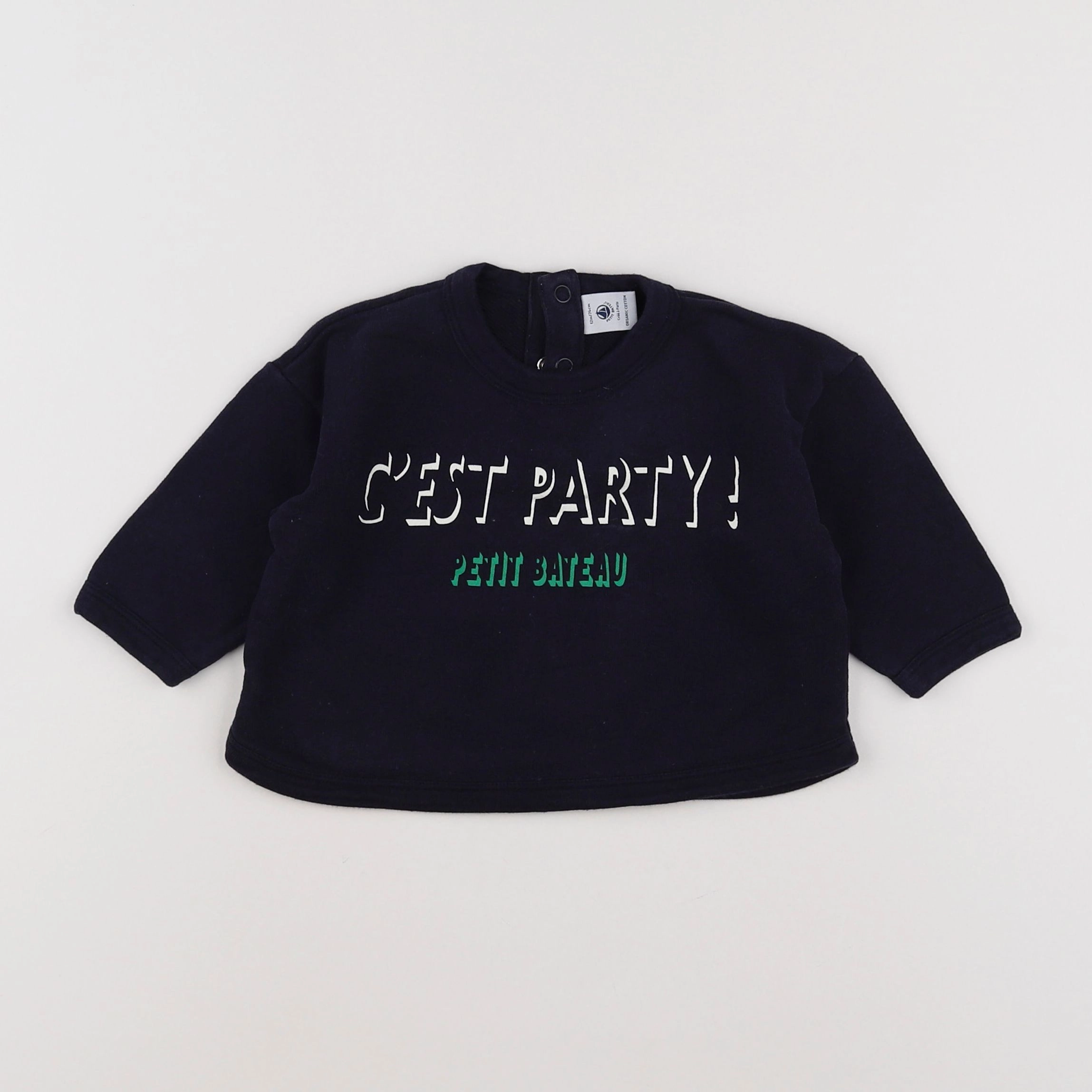 Petit Bateau - sweat bleu - 12 mois