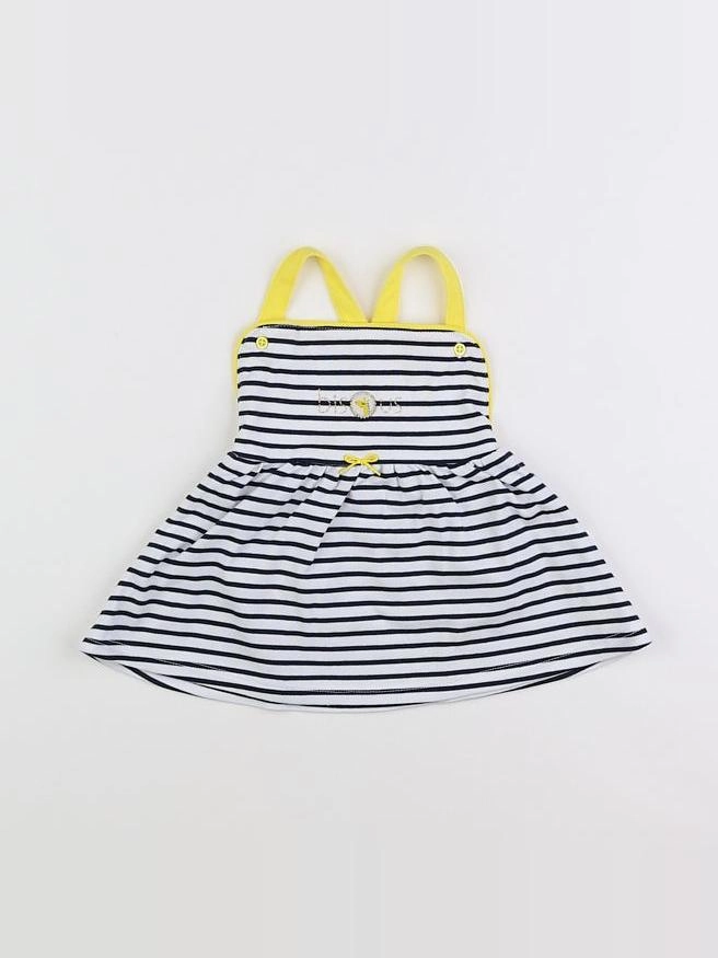 Absorba - robe blanc, bleu, jaune - 6 mois
