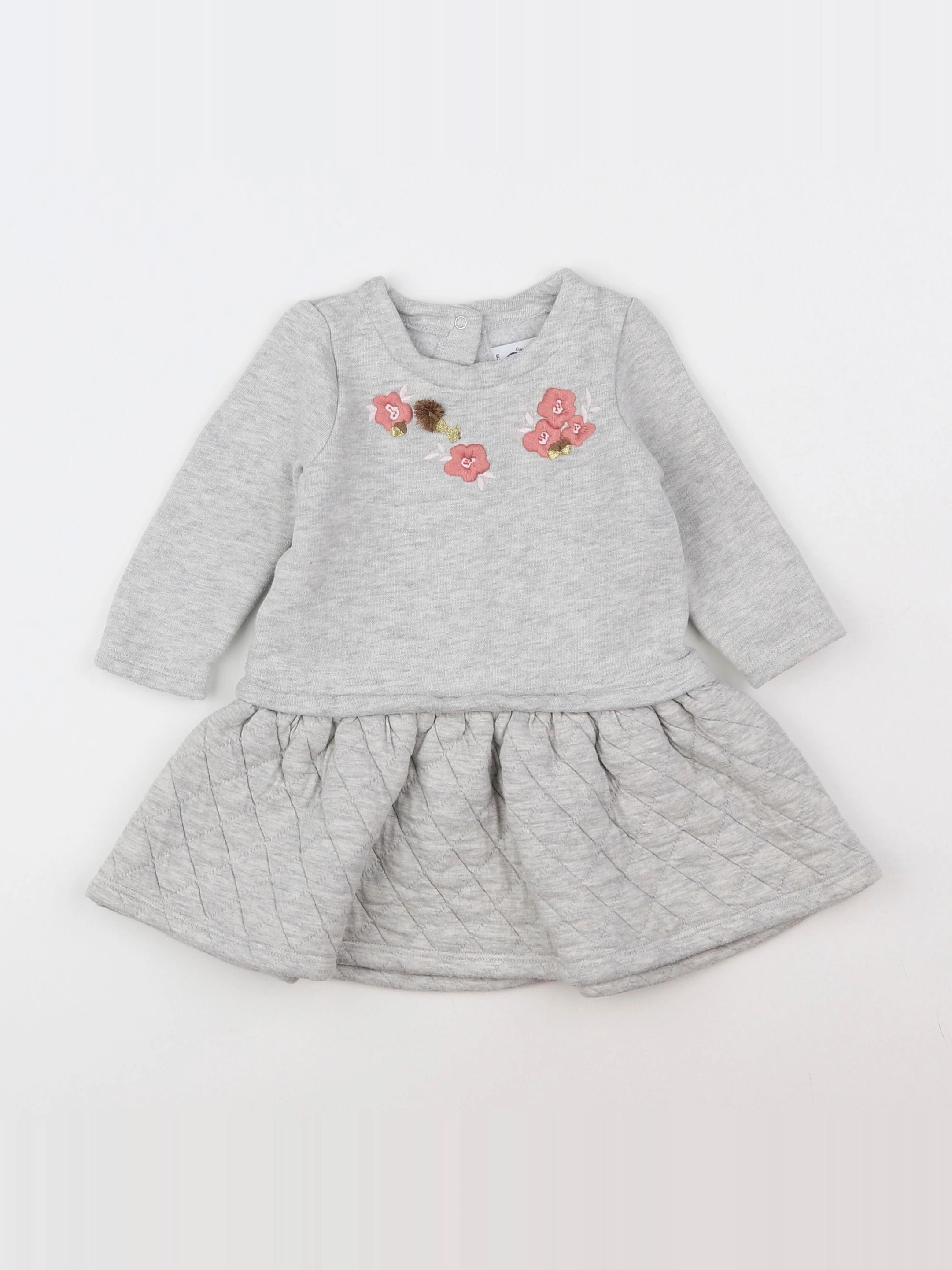 Petit Bateau - robe gris - 12 mois