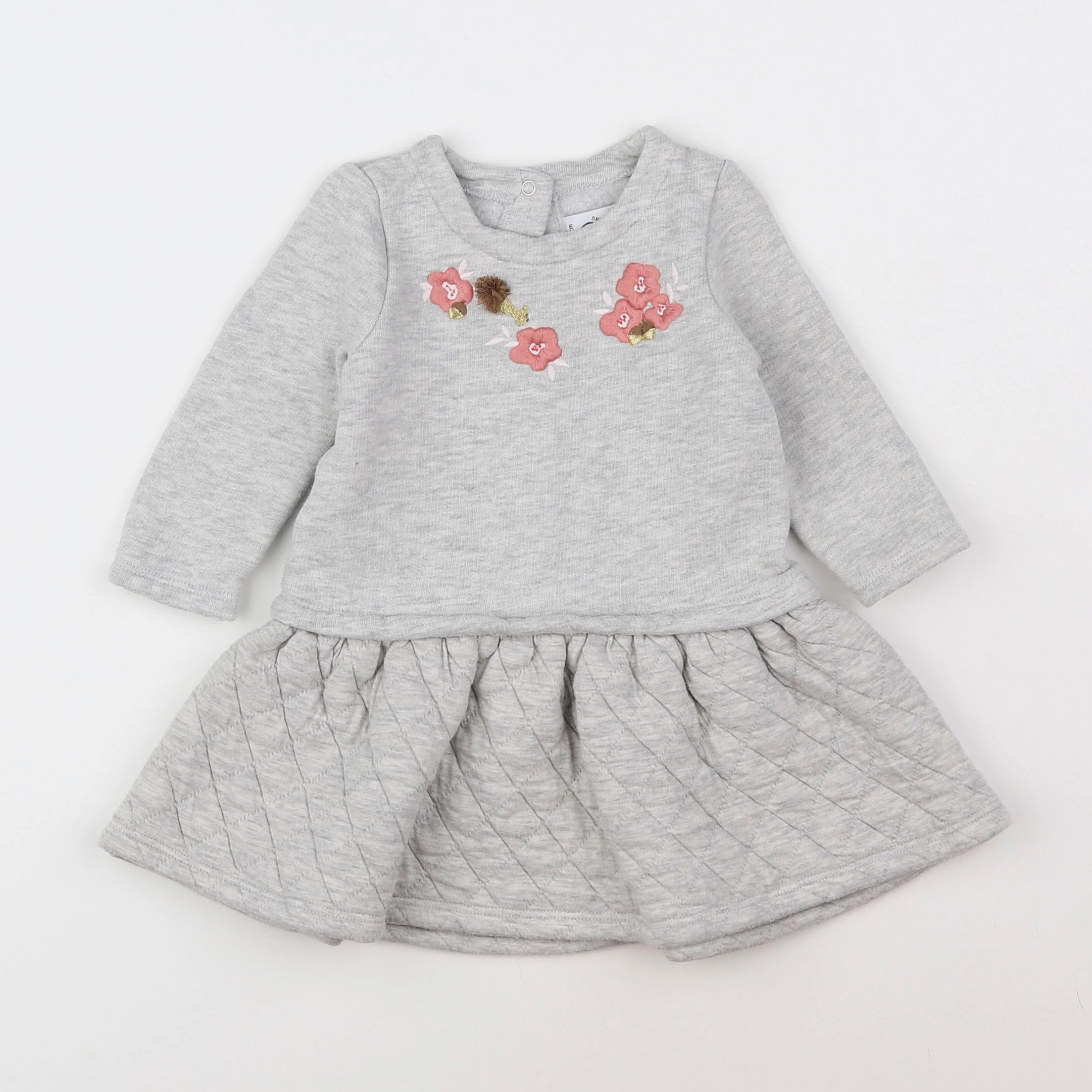 Petit Bateau - robe gris - 12 mois