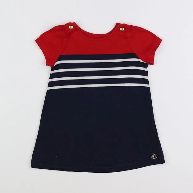 Petit Bateau - robe blanc, bleu, rouge - 12 mois