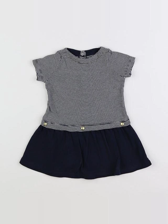 Petit Bateau - robe blanc, bleu - 12 mois