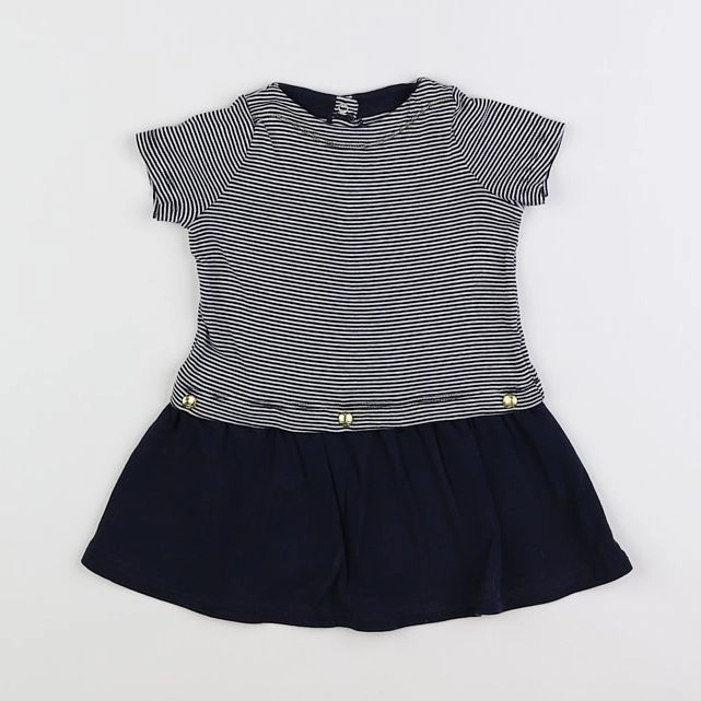 Petit Bateau - robe blanc, bleu - 12 mois