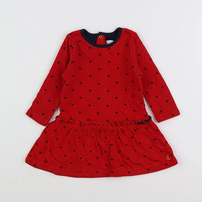 Petit Bateau - robe rouge, bleu - 12 mois