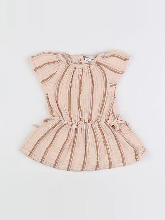 Tape à l'oeil - robe orange, rose - 3 mois