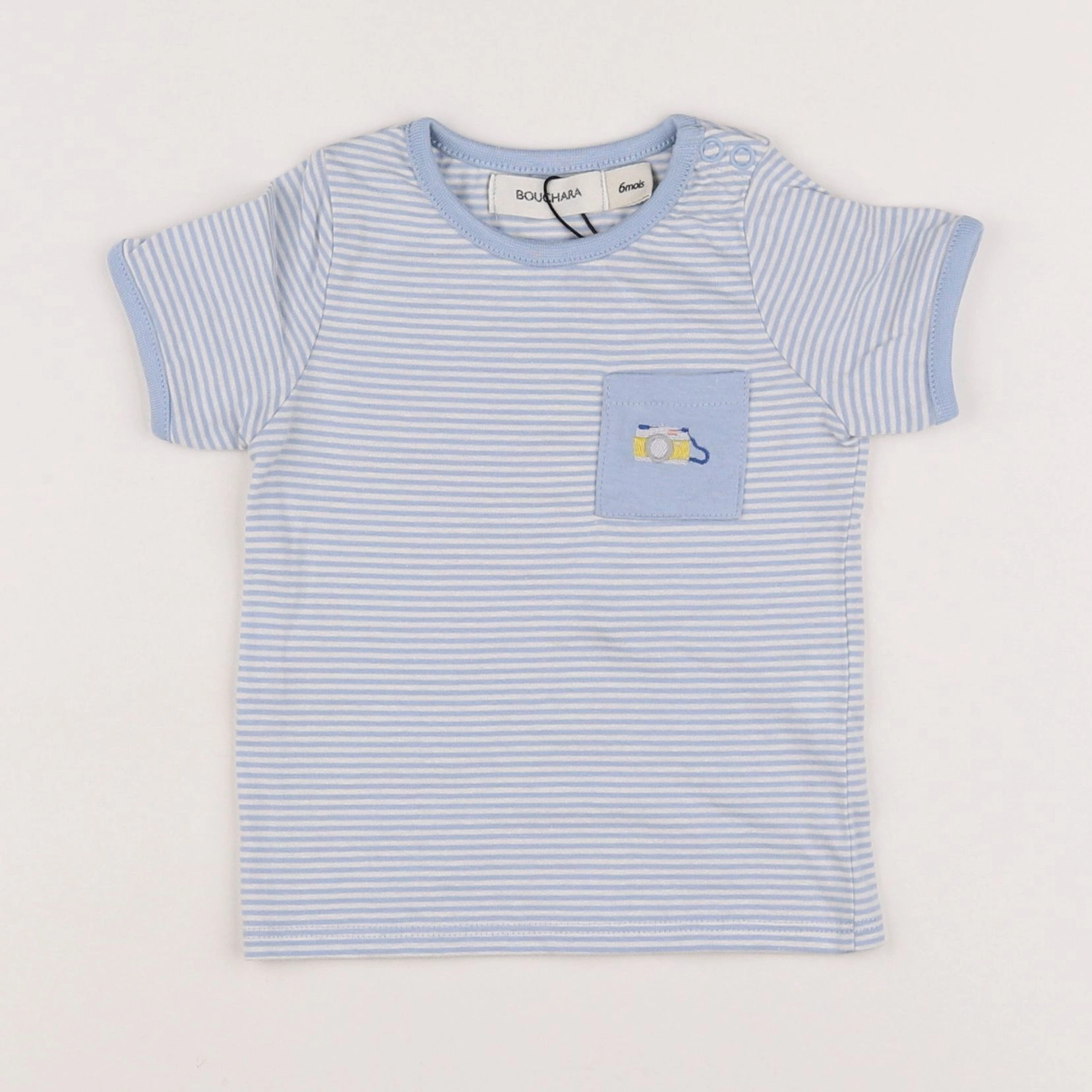 Bouchara - tee-shirt blanc, bleu - 6 mois