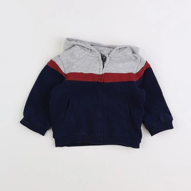 Vertbaudet - sweat bleu, gris - 9 mois