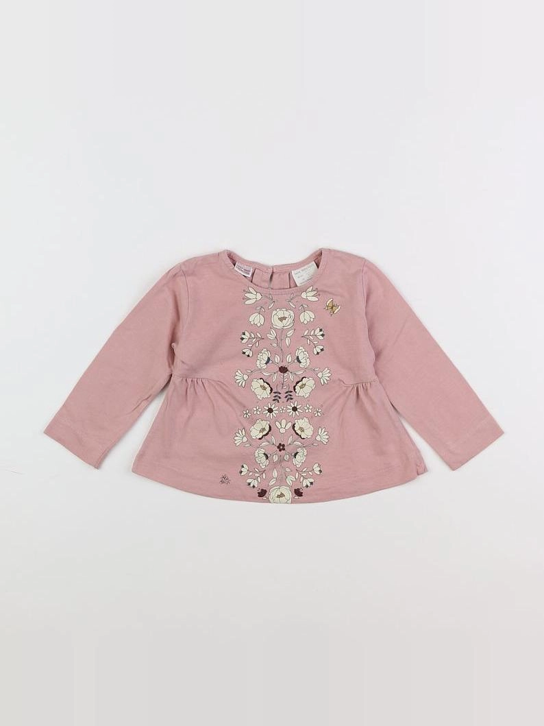 Zara - tee-shirt rose, beige - 9/12mois