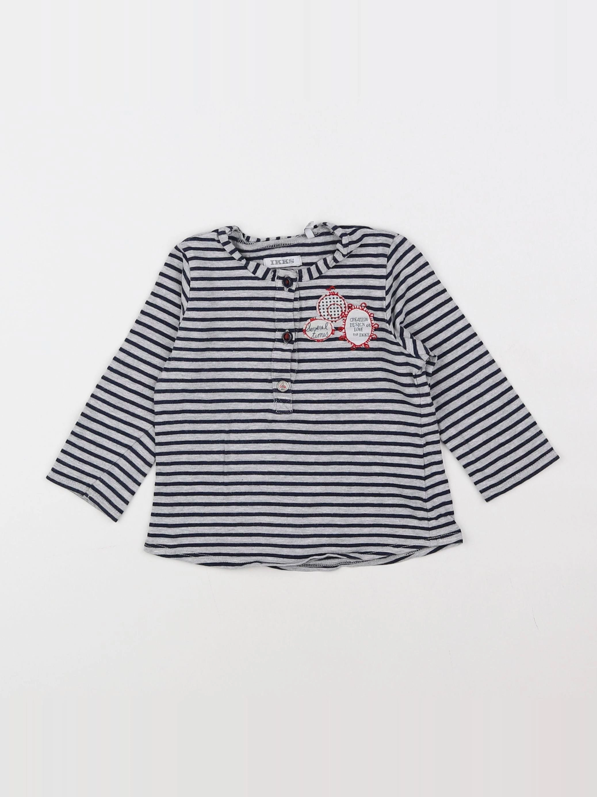 IKKS - tee-shirt bleu, gris - 12 mois