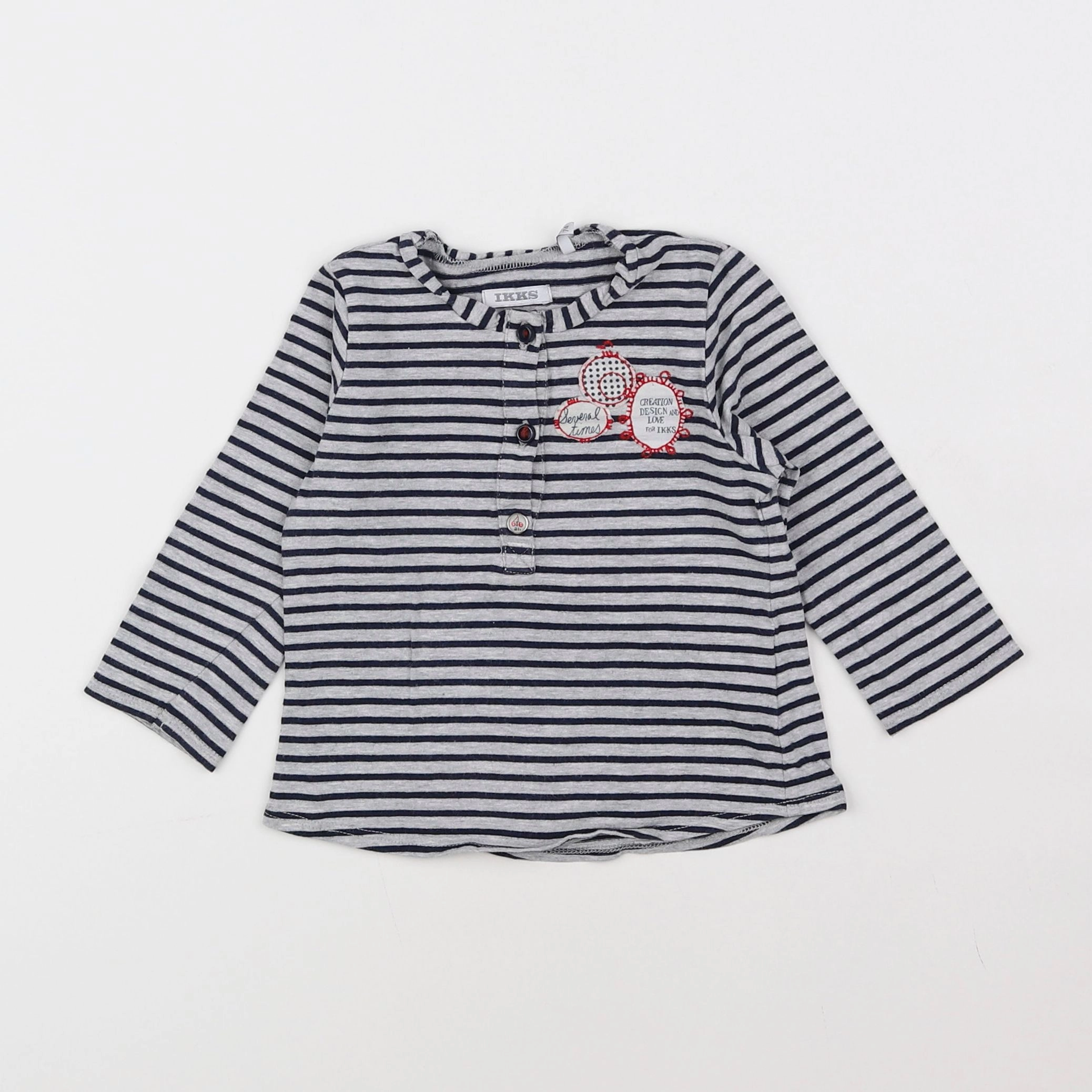 IKKS - tee-shirt bleu, gris - 12 mois