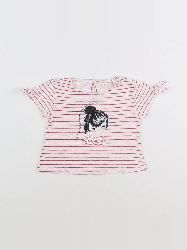 Zara - tee-shirt blanc, rouge - 3/6 mois