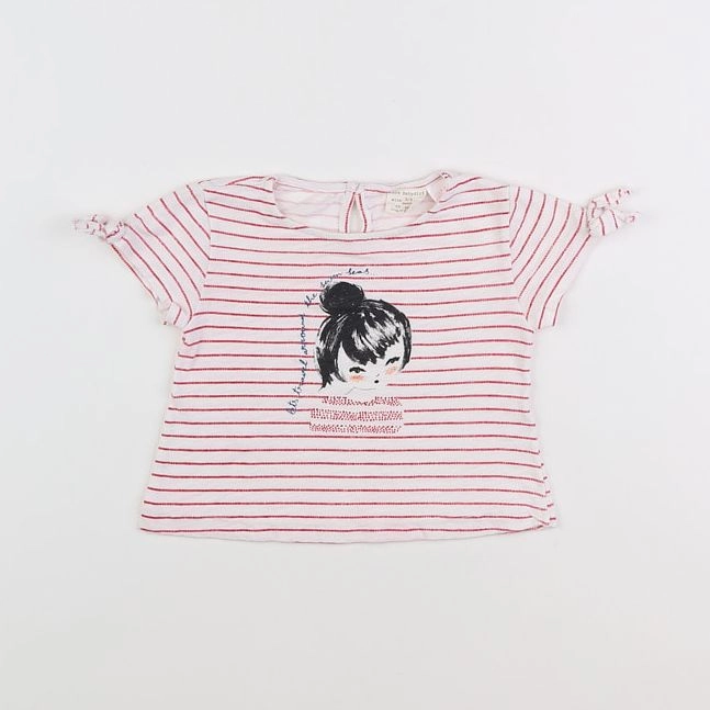Zara - tee-shirt blanc, rouge - 3/6 mois