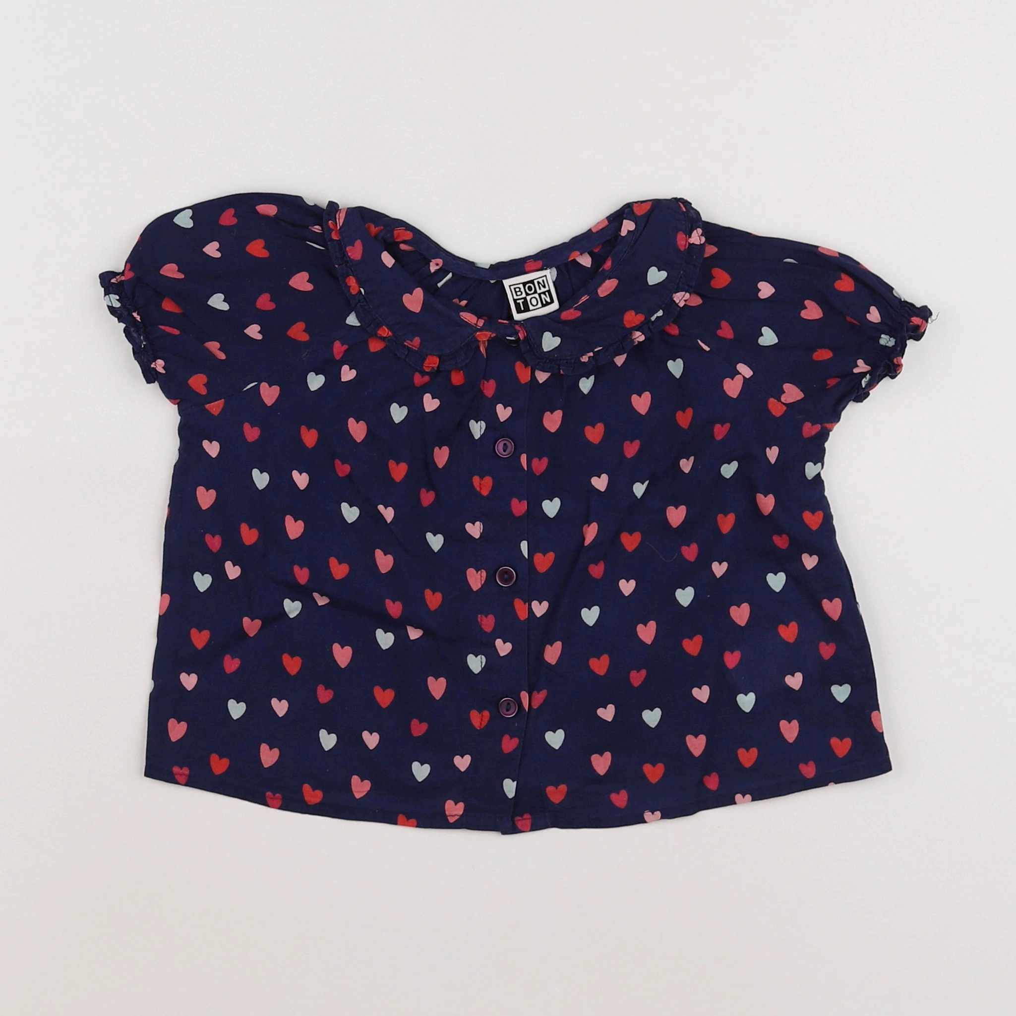 Bonton - blouse bleu - 12 mois