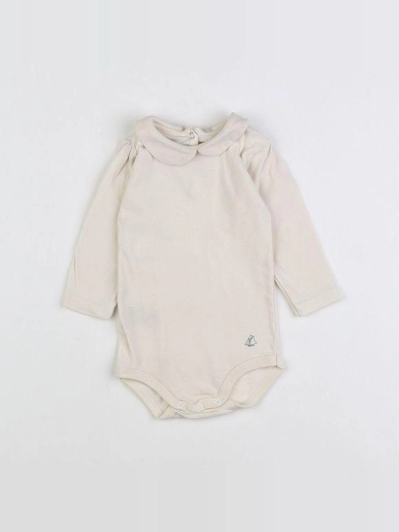 Petit Bateau - body à col beige - 6 mois