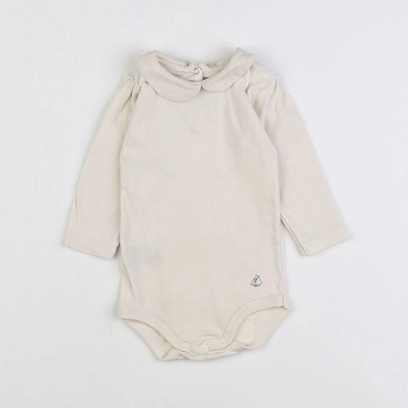 Petit Bateau - body à col beige - 6 mois