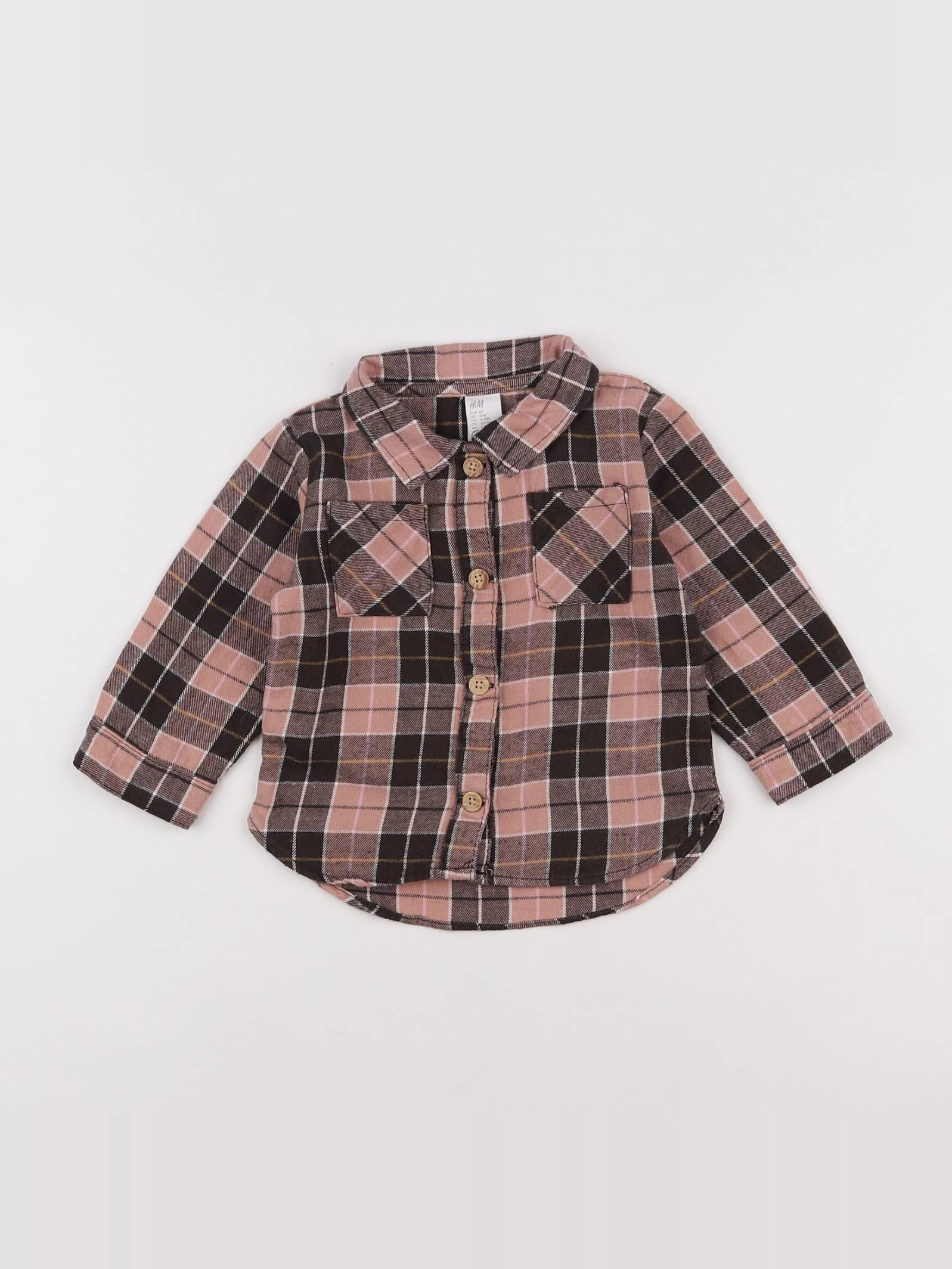 H&M - chemise marron, rose - 12 mois