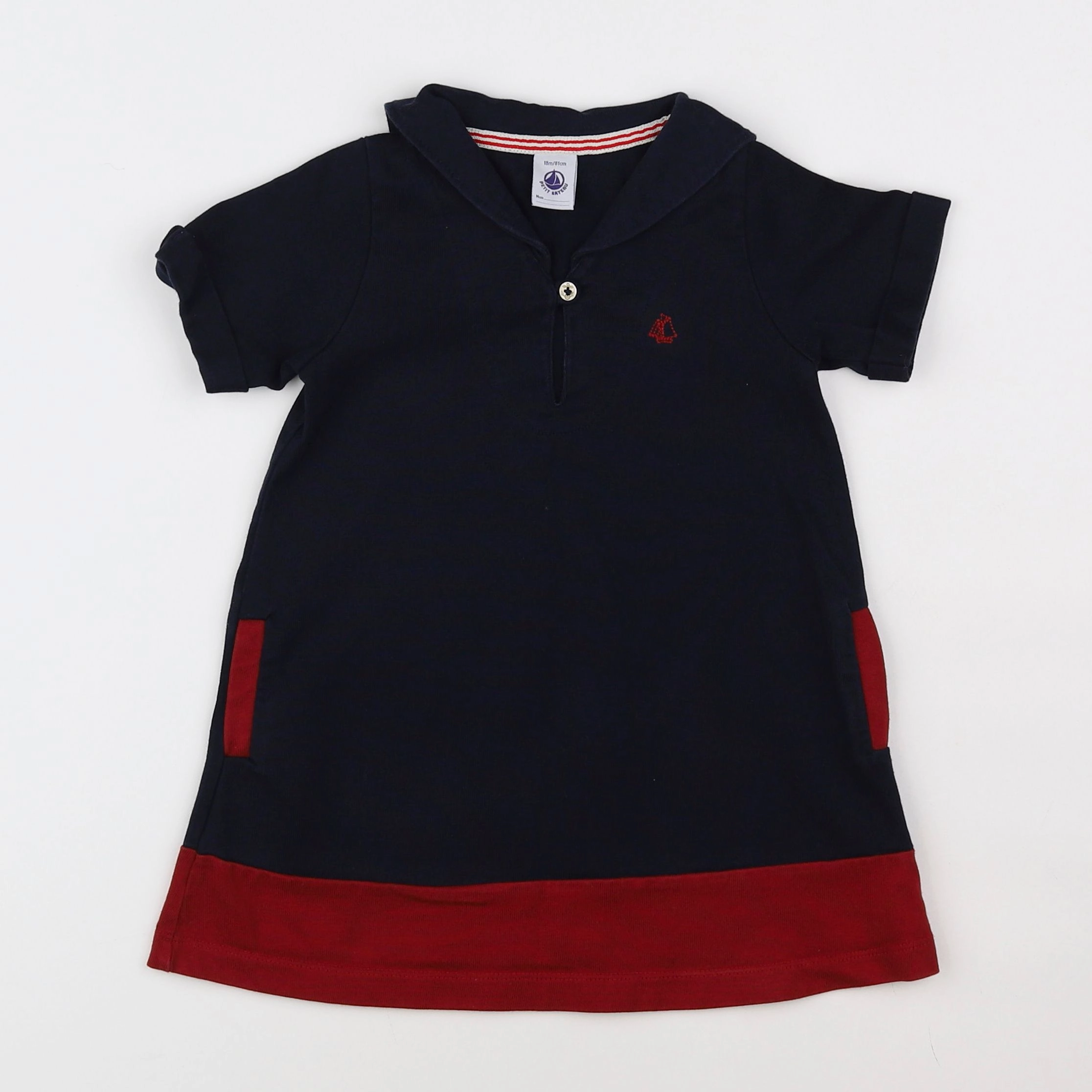 Petit Bateau - robe bleu - 18 mois