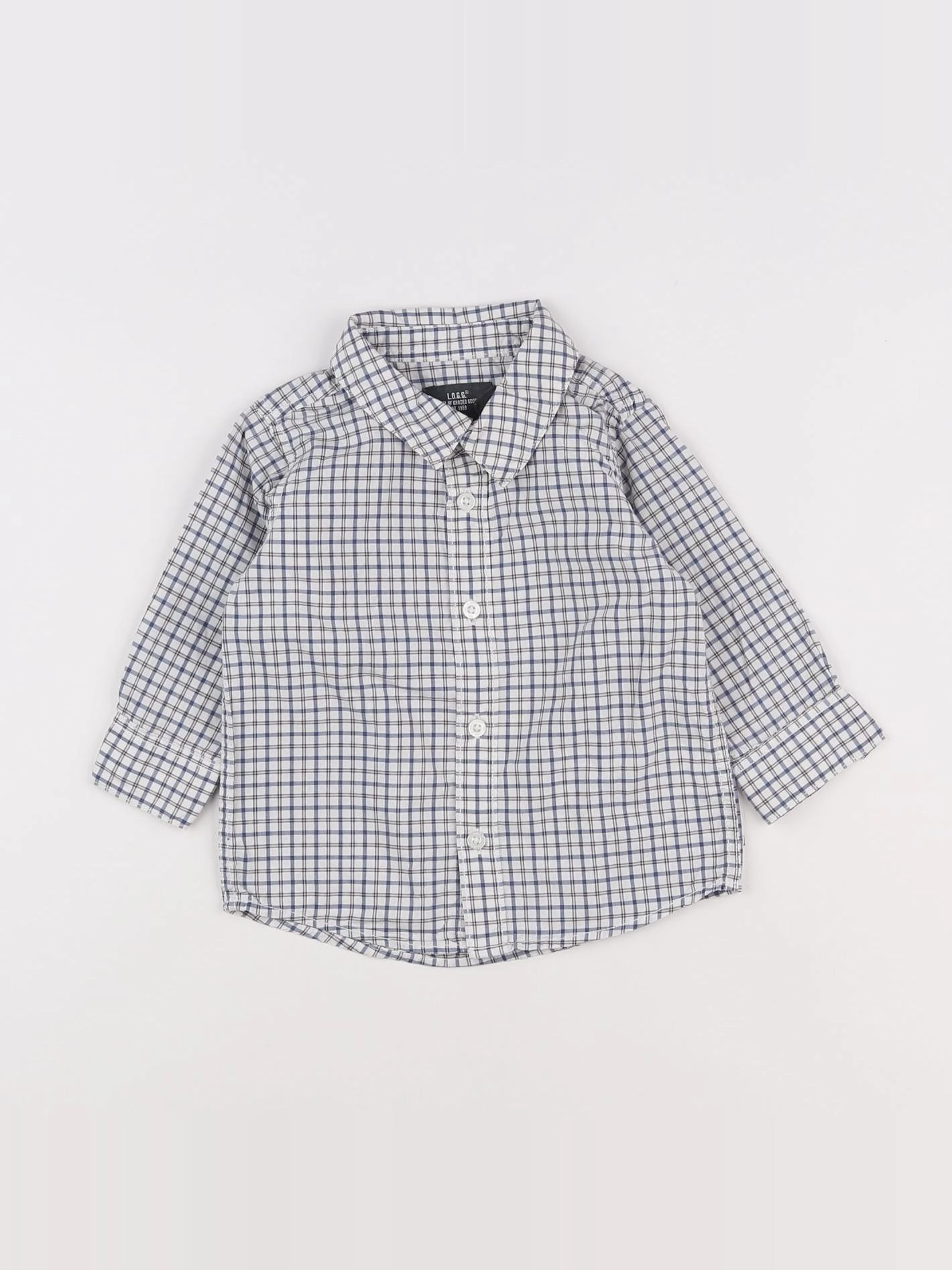 H&M - chemise blanc, bleu - 6 mois
