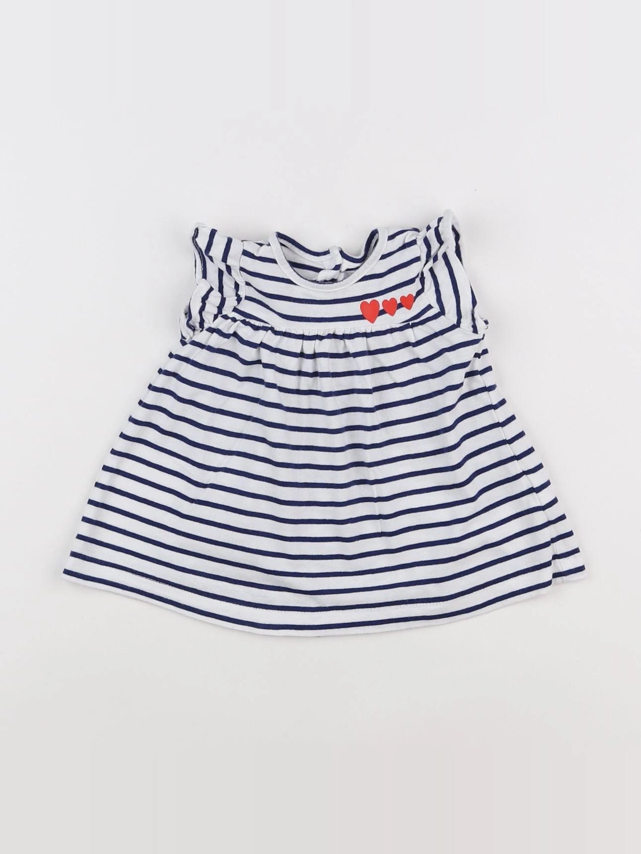 Vertbaudet - robe bleu, blanc - 6 mois