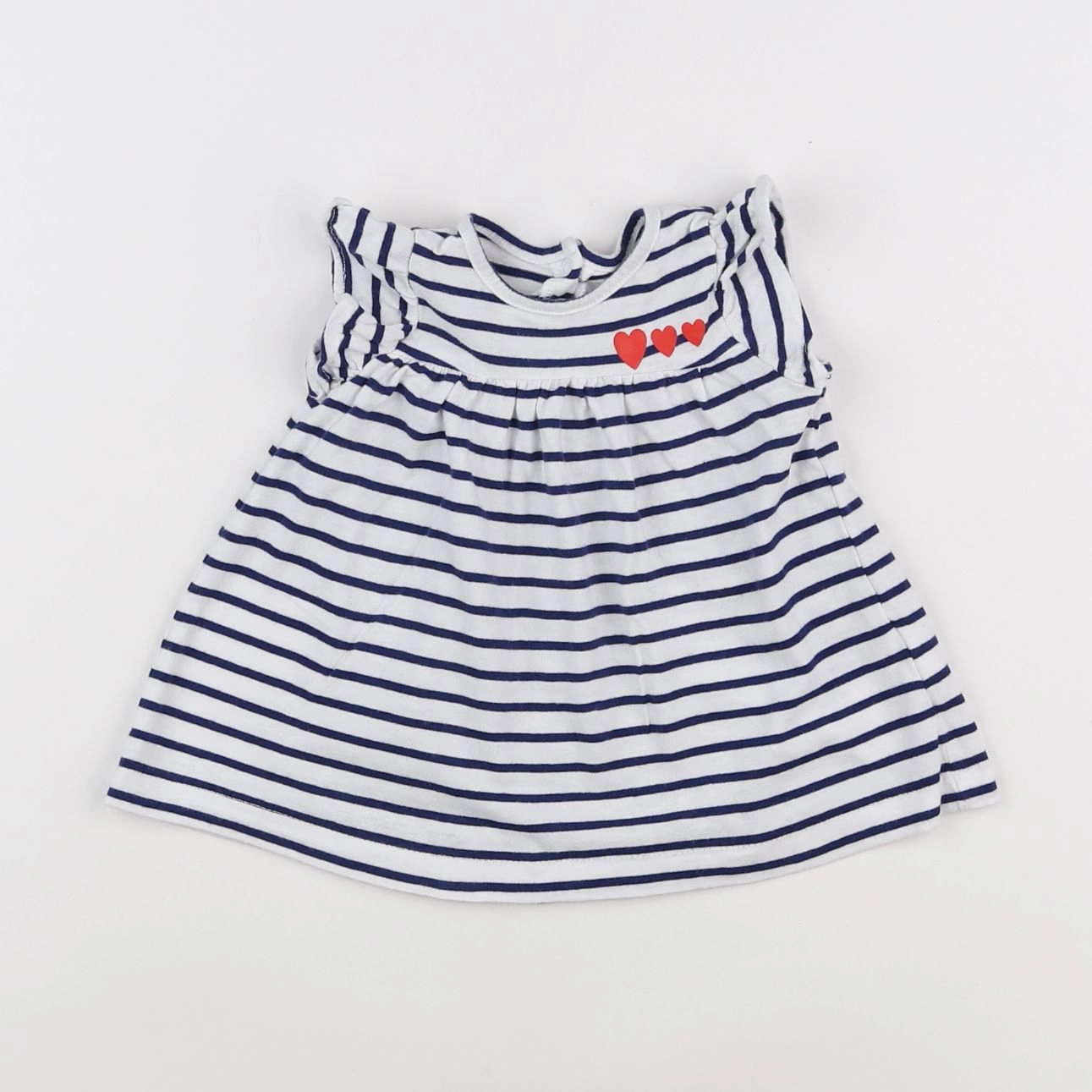 Vertbaudet - robe bleu, blanc - 6 mois