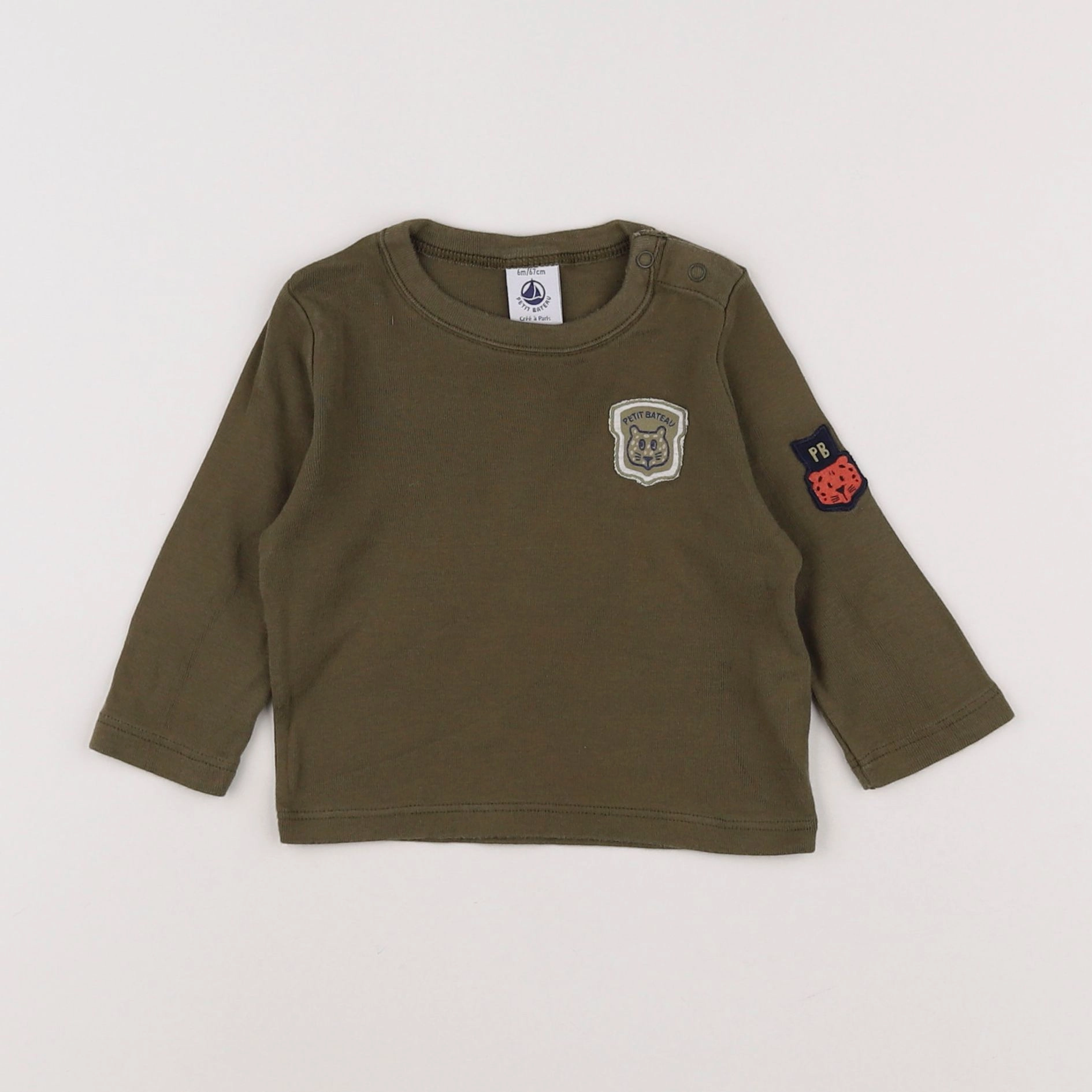 Petit Bateau - tee-shirt vert - 6 mois