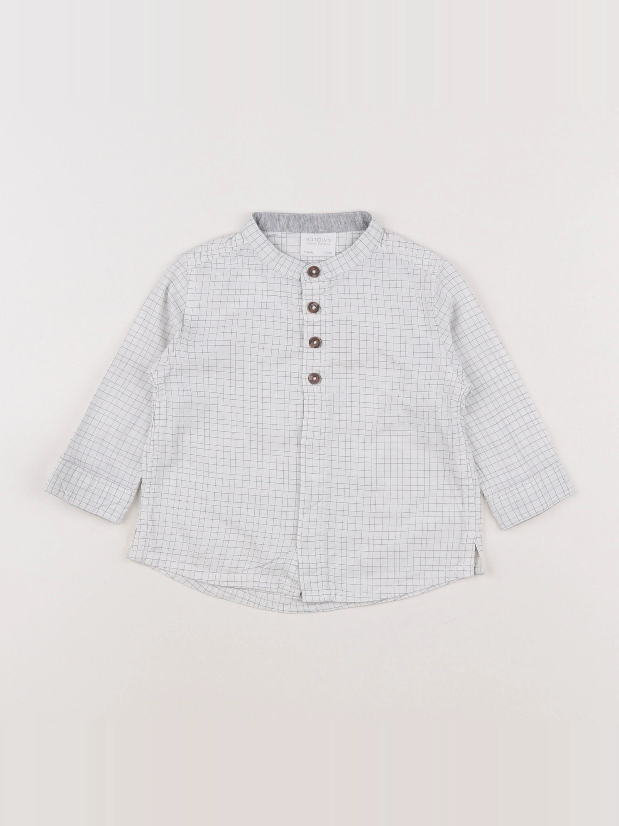Natalys - chemise blanc, gris - 9 mois