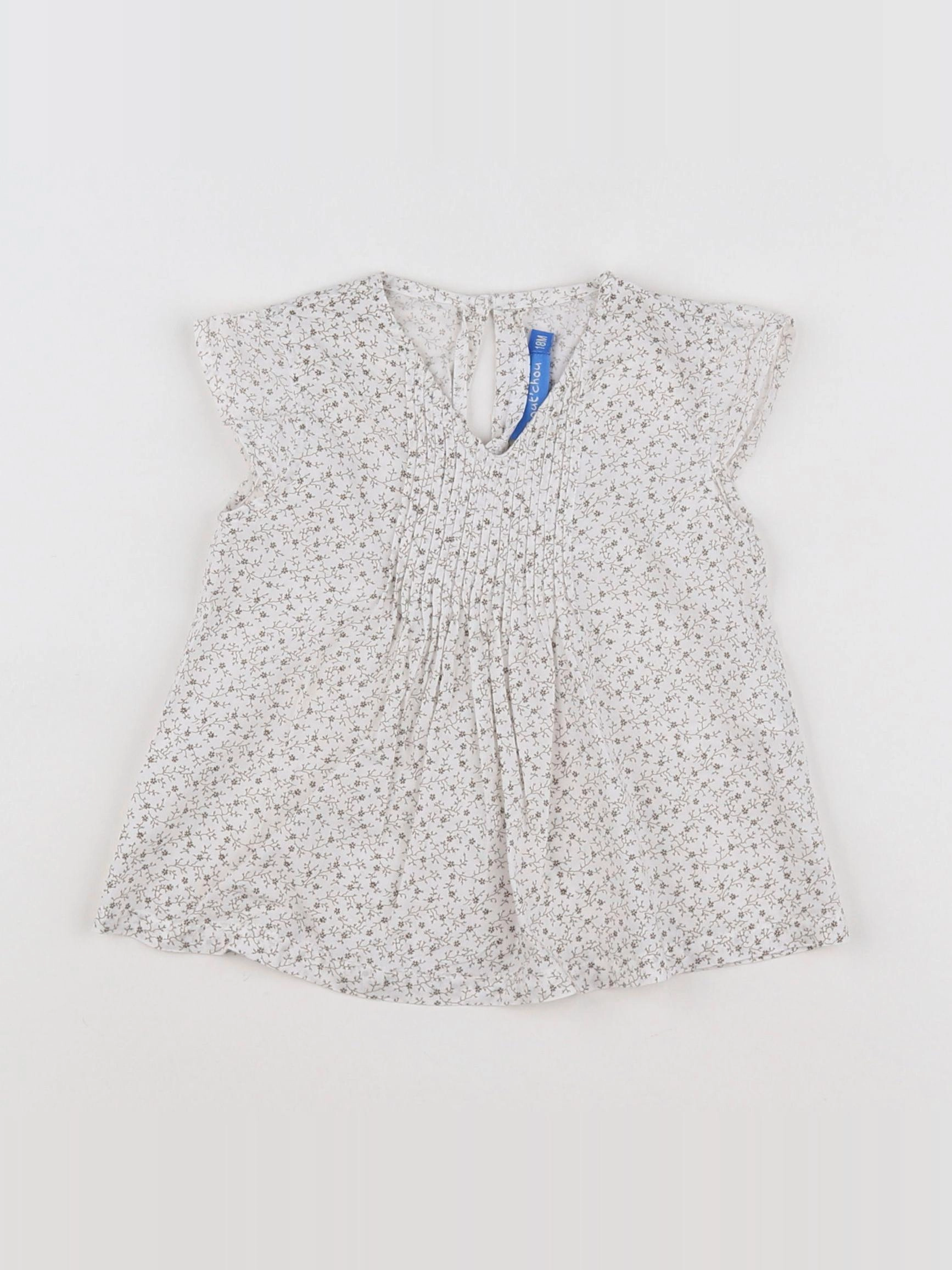 Boutchou - blouse blanc, marron - 18 mois