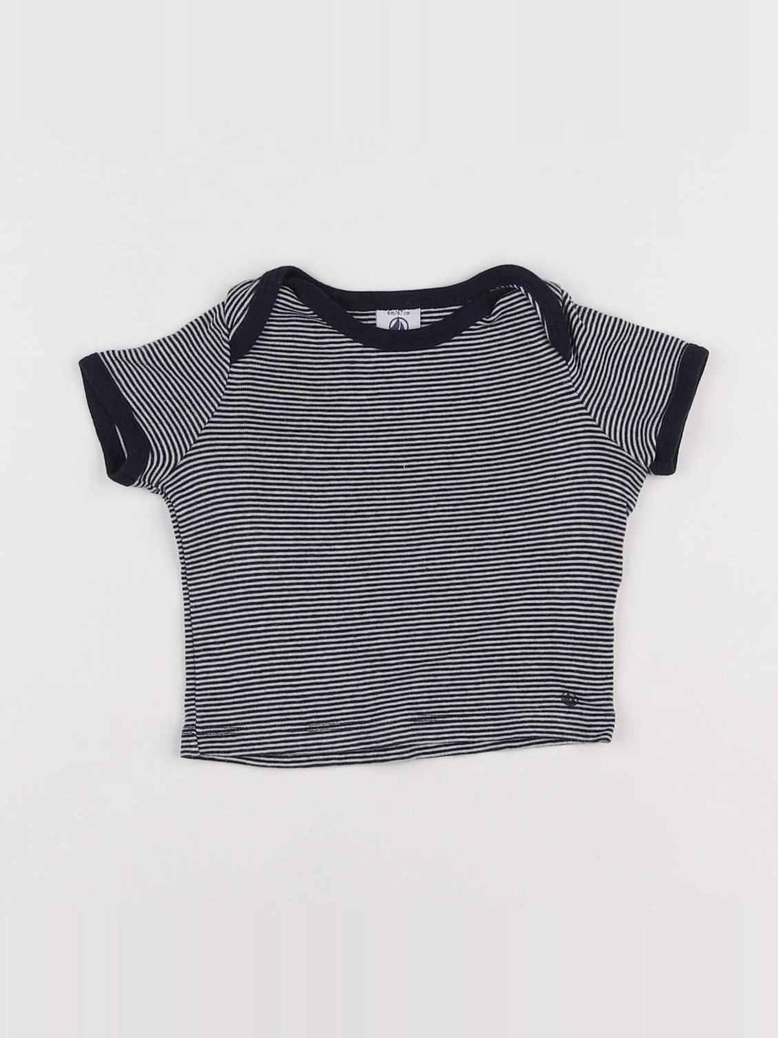 Petit Bateau - tee-shirt blanc, bleu - 6 mois