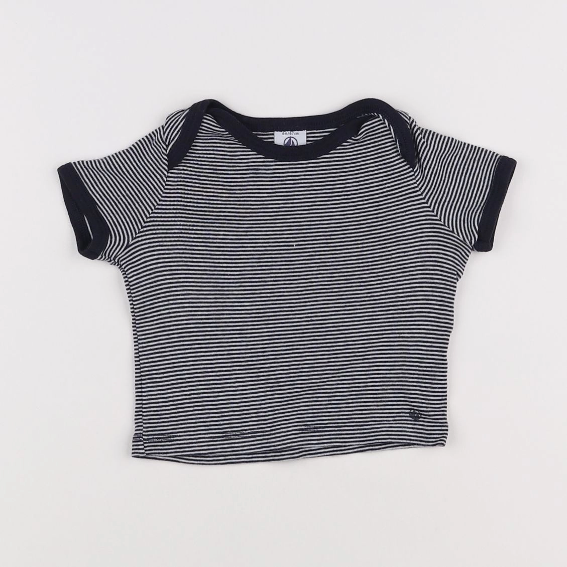 Petit Bateau - tee-shirt blanc, bleu - 6 mois