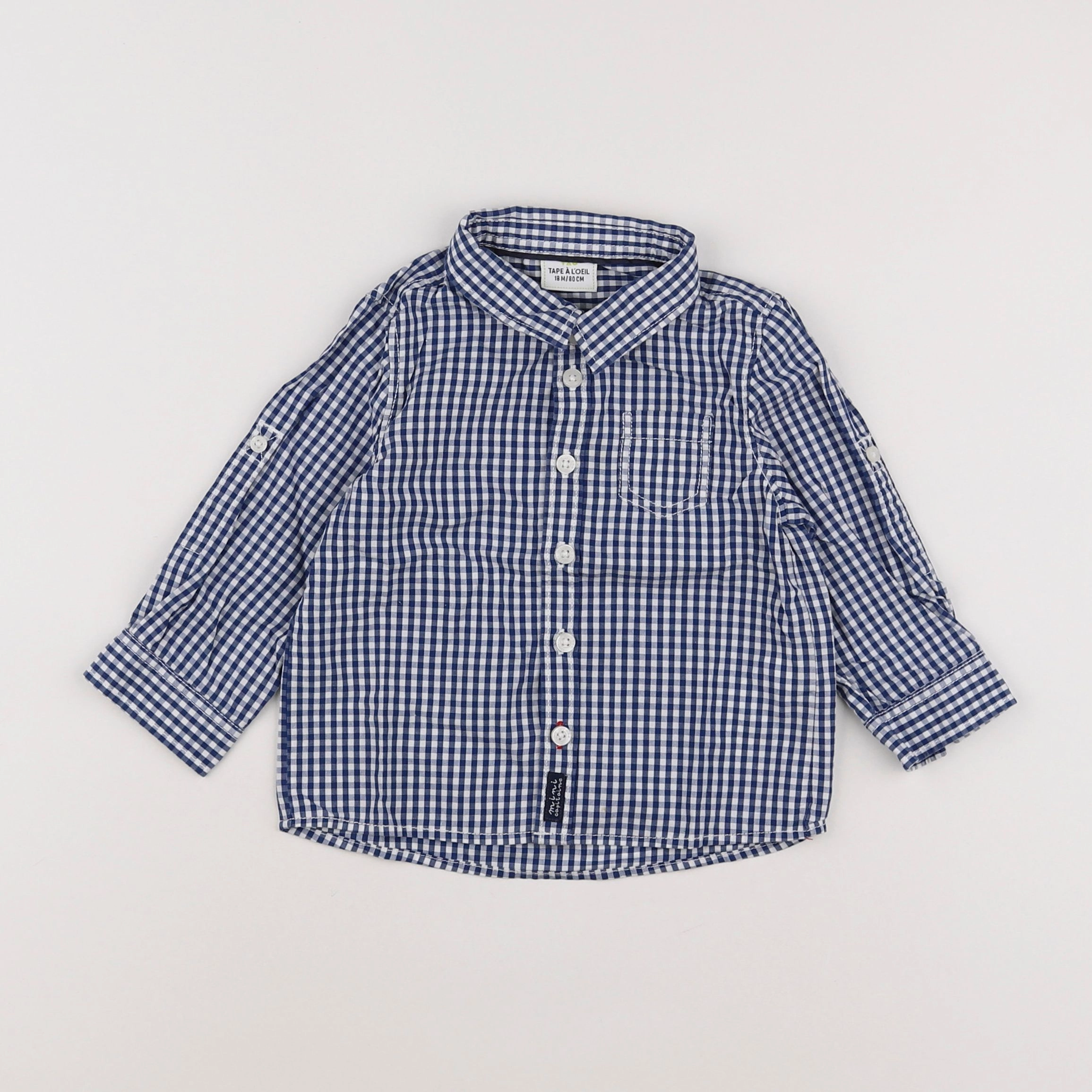 Tape à l'oeil - chemise bleu, blanc - 18 mois