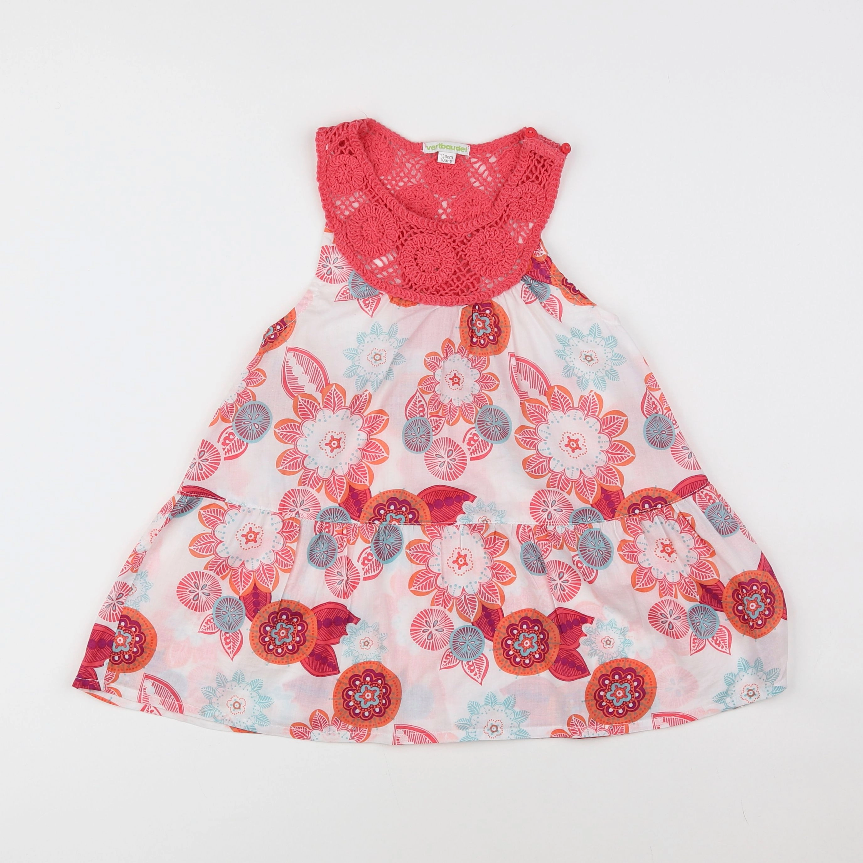 Vertbaudet - blouse blanc, rose - 10 ans