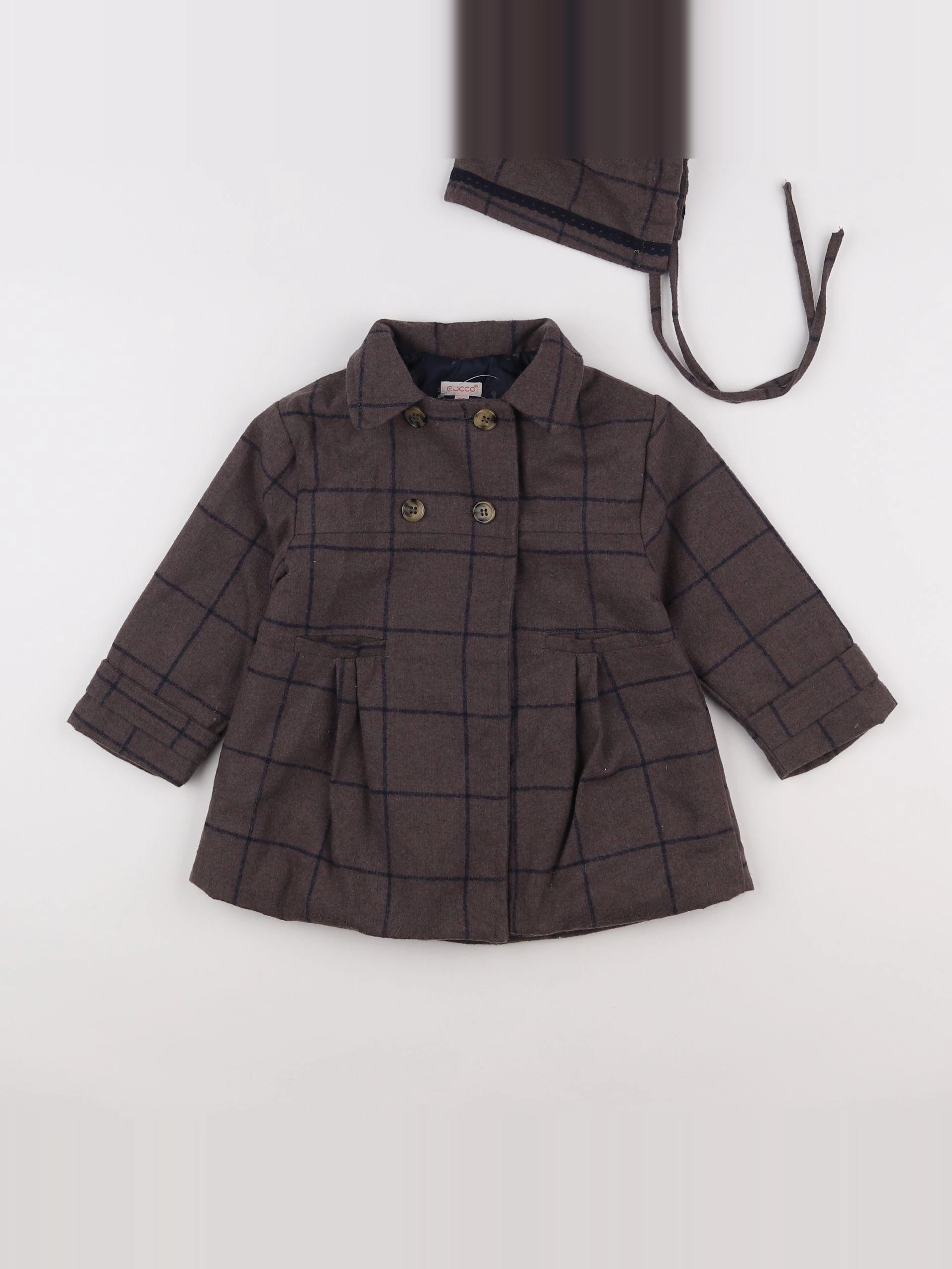 Gocco - manteau marron, noir - 12/18 mois