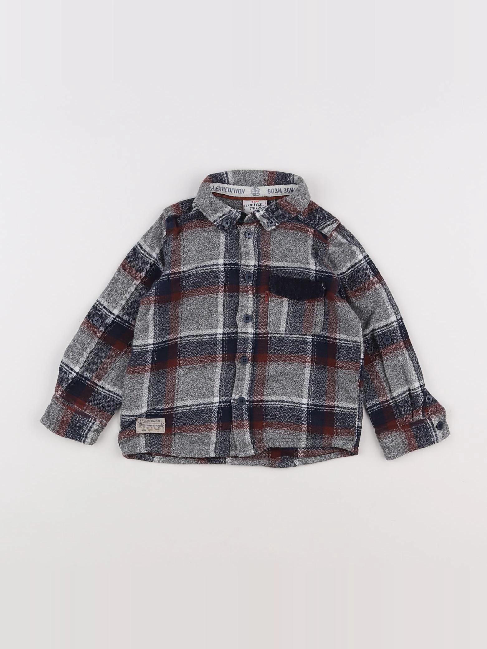 Tape à l'oeil - chemise gris, rouge - 2 ans