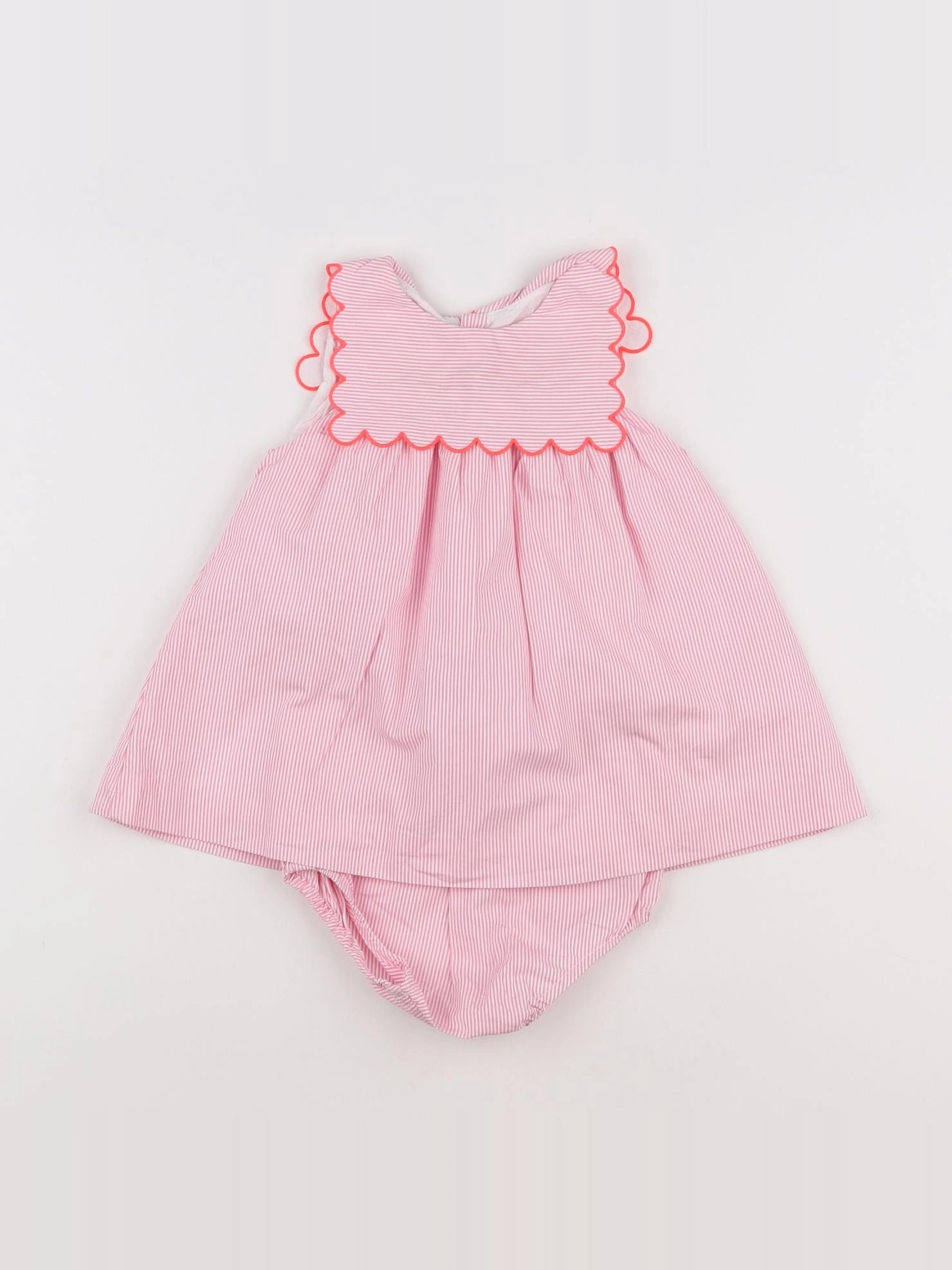 Jacadi - robe blanc, rose - 6 mois