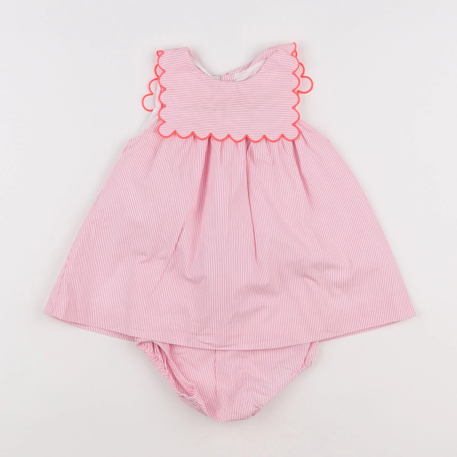Jacadi - robe blanc, rose - 6 mois