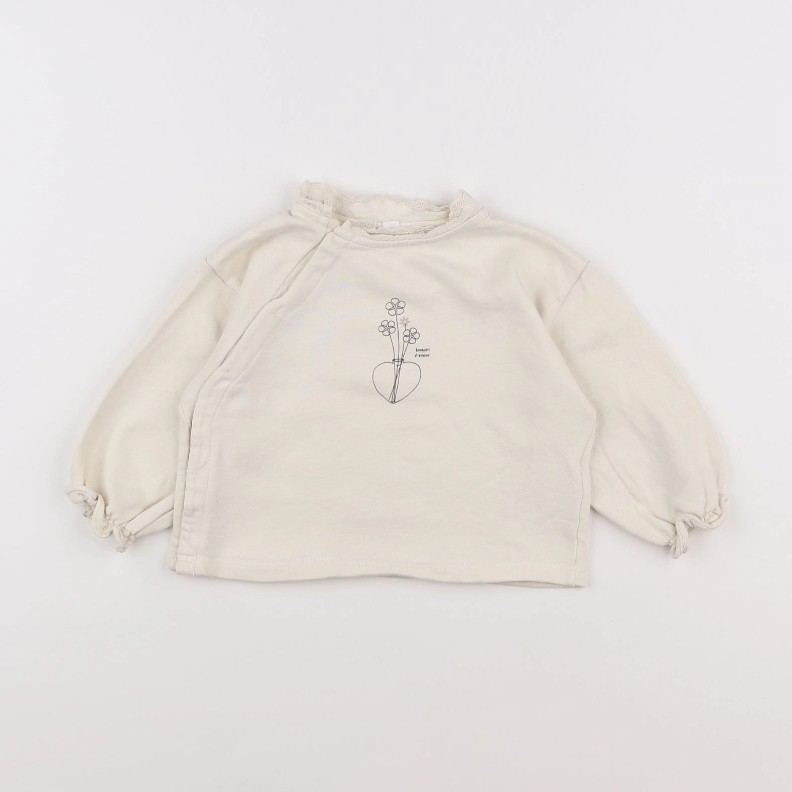 Vertbaudet - sweat beige - 12 mois