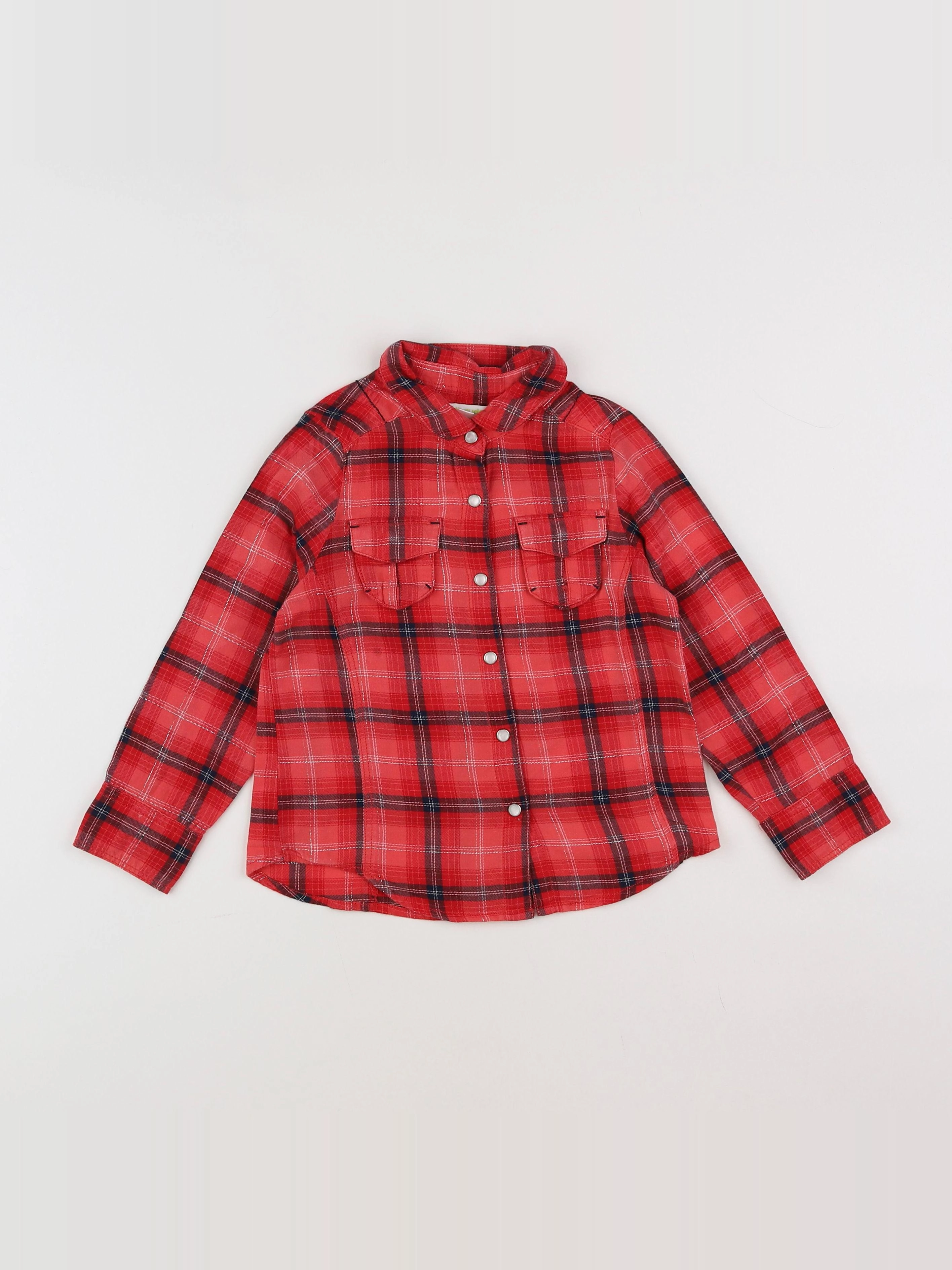 Vertbaudet - blouse rouge, argent - 4 ans