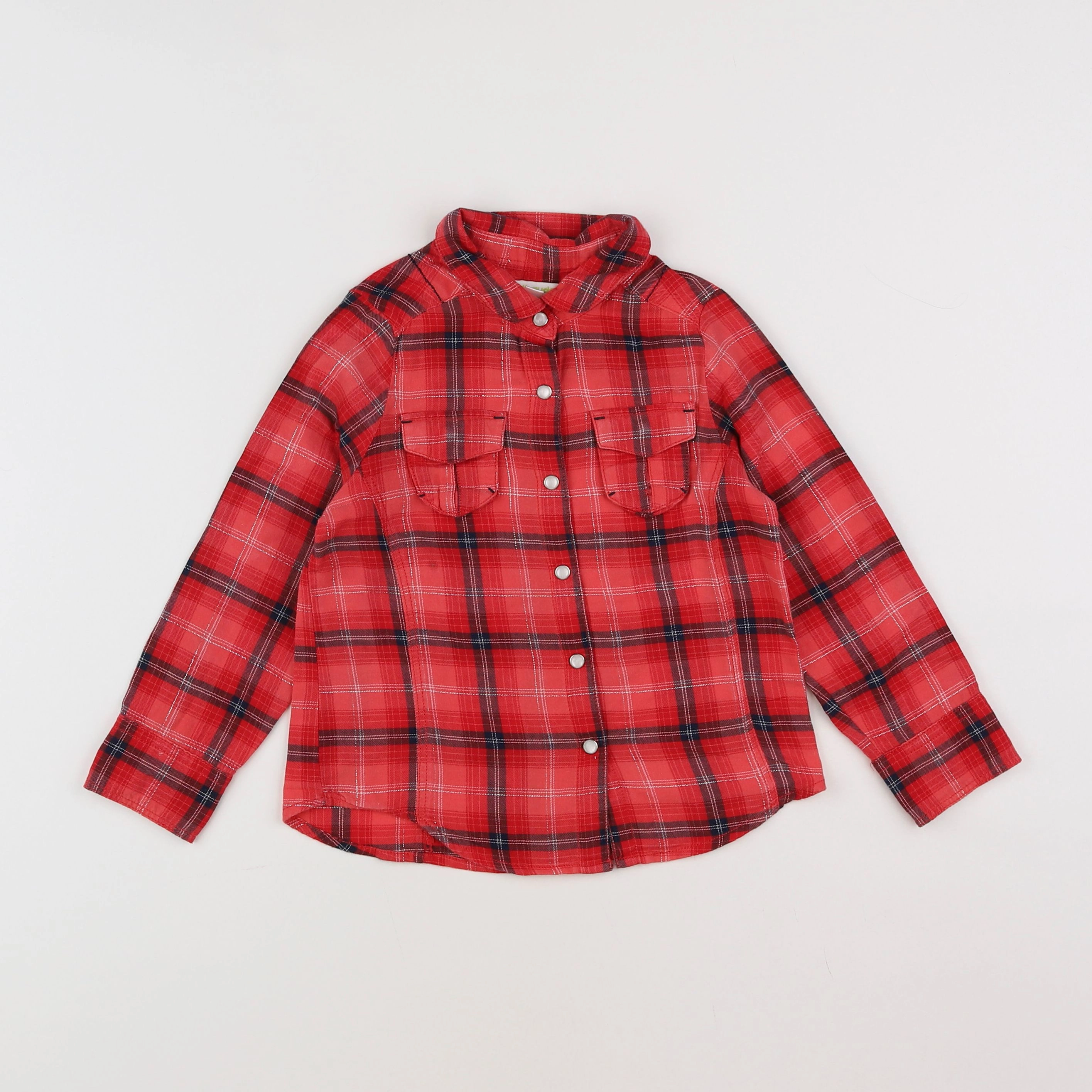 Vertbaudet - blouse rouge, argent - 4 ans