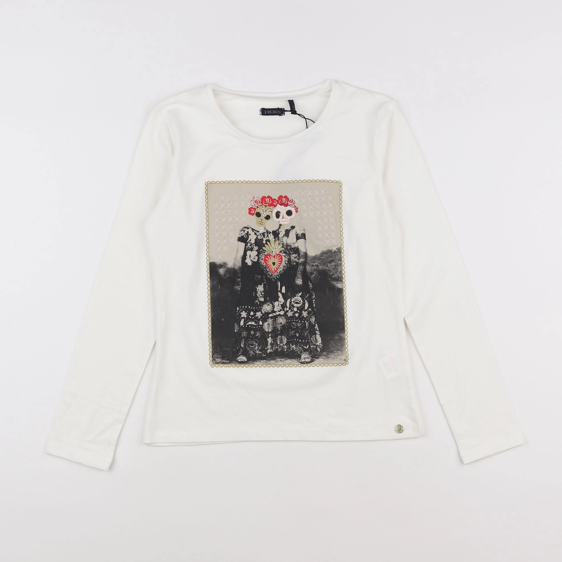 IKKS - tee-shirt blanc (état neuf) - 10 ans