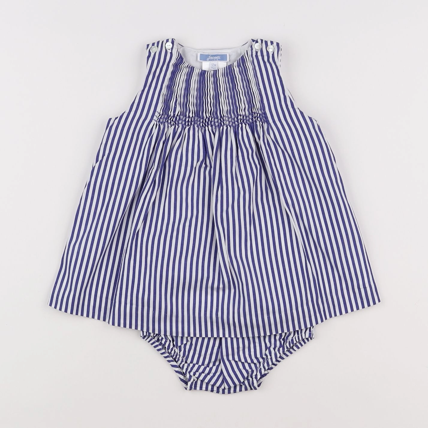 Jacadi - robe blanc, bleu - 12 mois