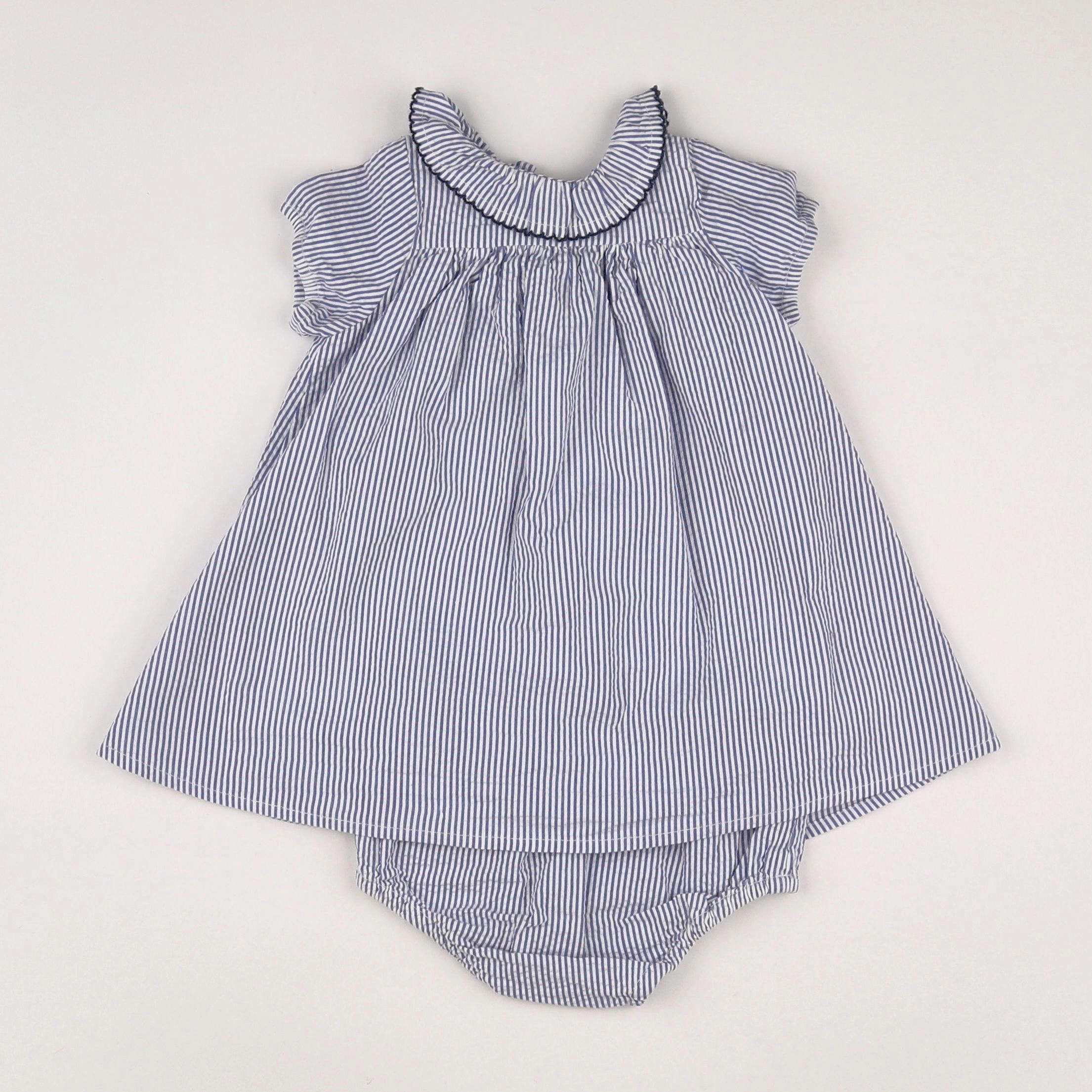 Boutchou - robe blanc, bleu - 3 mois