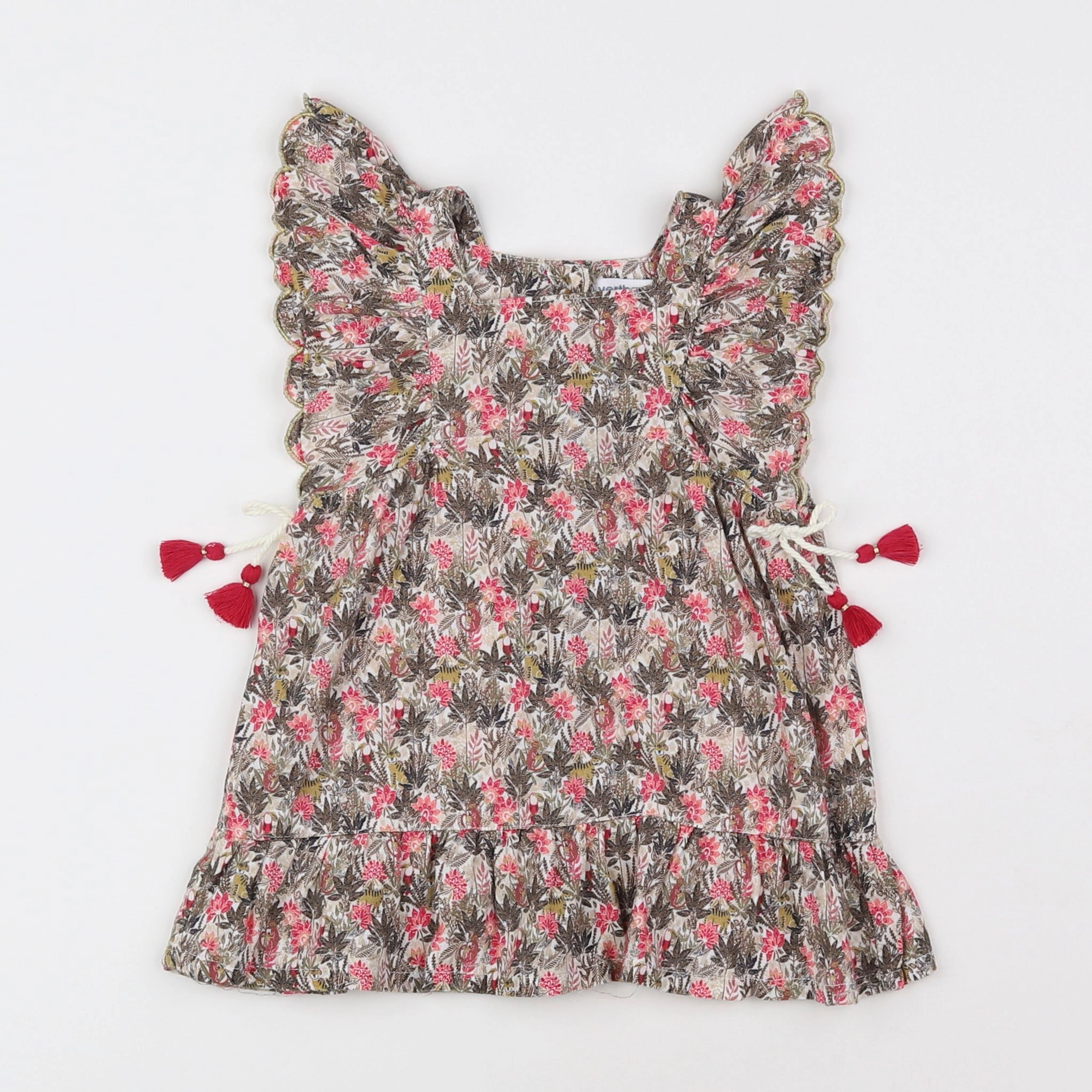 Vertbaudet - robe vert, rose - 9 mois